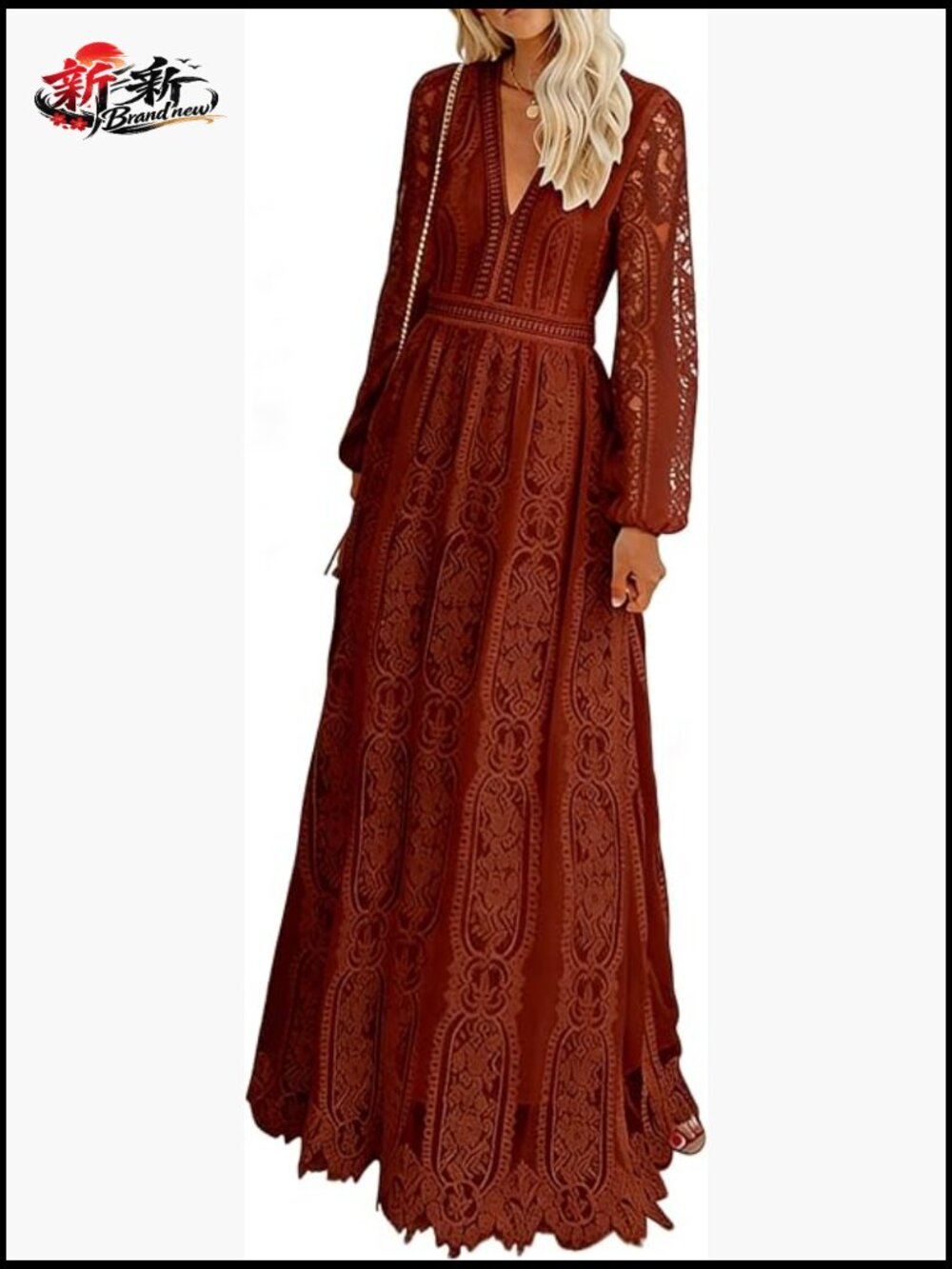 Women's Lace Maxi Wedding Guest Dress Off Shoulder Boho Formal Long M